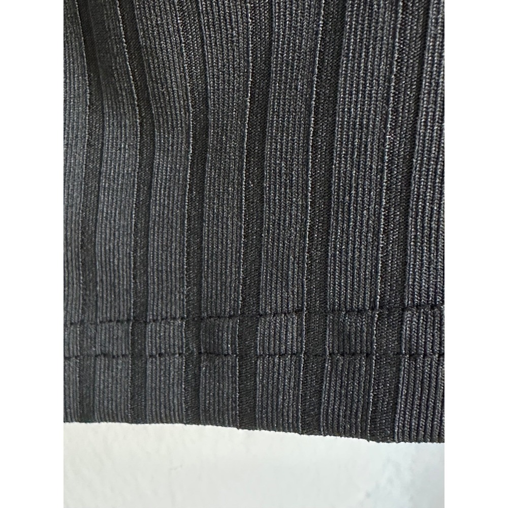New Women's Onyx Split Neck Long Sleeve Tee Black Ribbed Top Size Large Goth - Picture 3 of 9